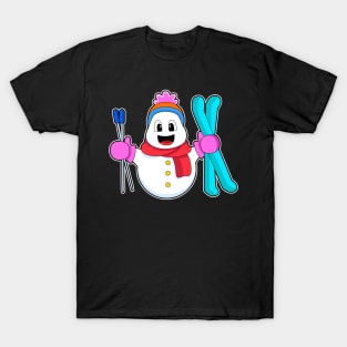 Snowman as Skier with Ski T-Shirt